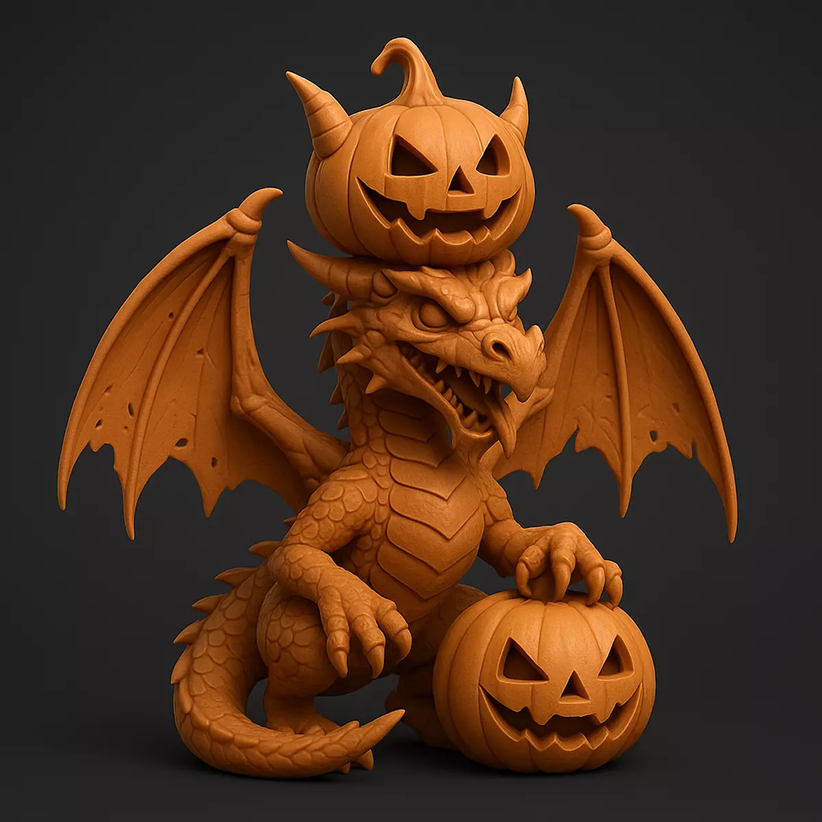 Dragon with Pumpkins 3D print model
