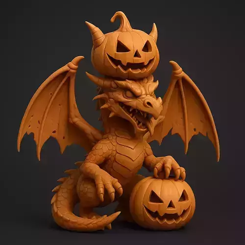 Dragon with Pumpkins