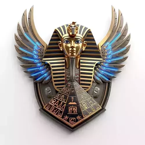 Futuristic Mecha-Sphinx Emblem 3D Model Egypt