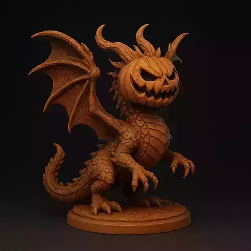 Pumpkin Headed Dragon Figurine
