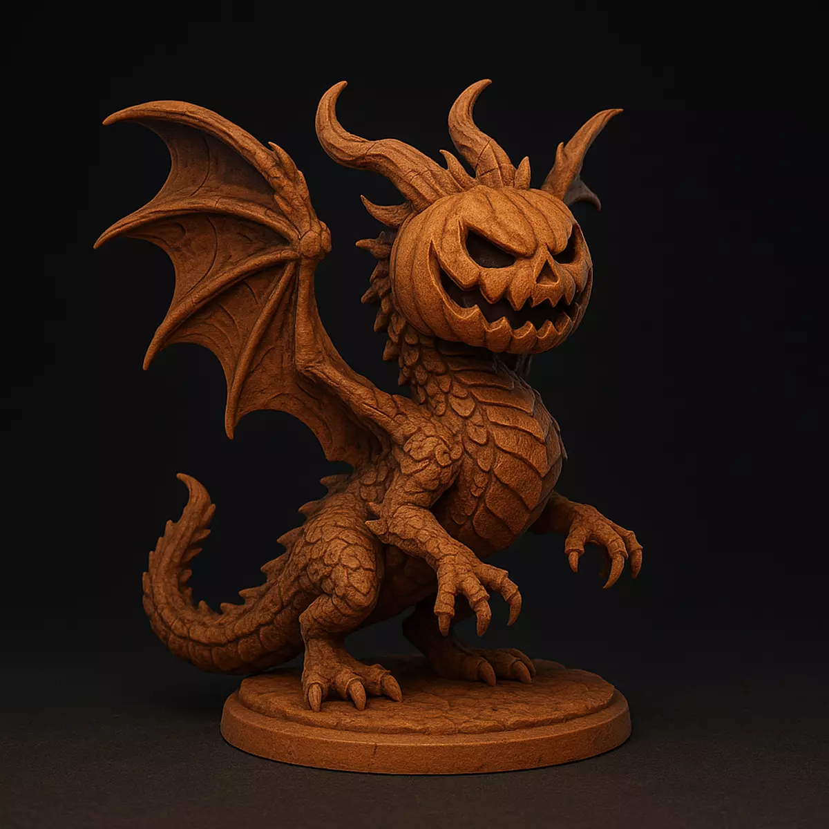 Pumpkin Headed Dragon Figurine 3D print model