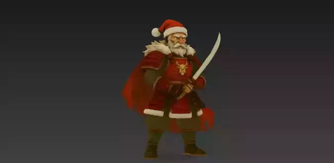 Samurai Santa - Fantasy Christmas Warrior Character - PBR