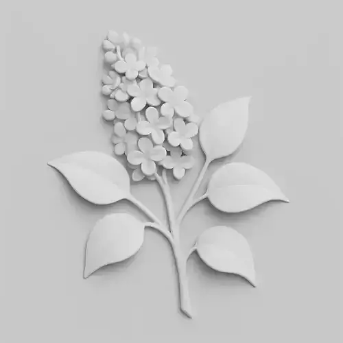 Lilac Flower Branch with Leaves