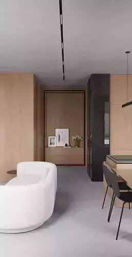 Log-style apartment 3D model 6