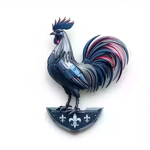 Cyberpunk Gallic Rooster Emblem 3D Model France
