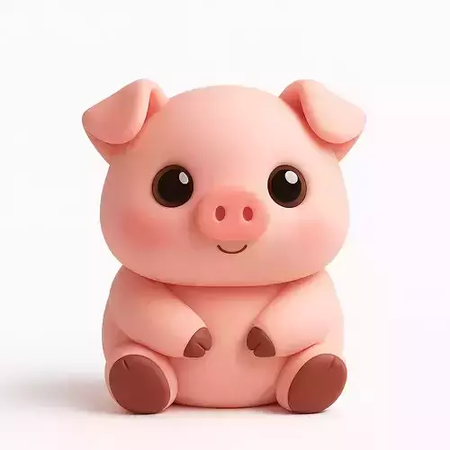 Cute Sitting Pink Pig