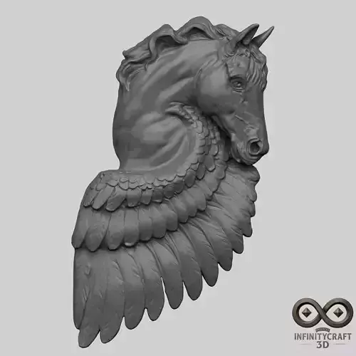 Celestial Pegasus   Winged Horse Relief for CNC or 3D Print