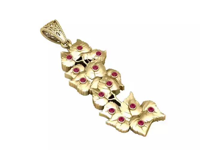 Floral Leaf Cluster Pendant Elegant 3D Printable Model