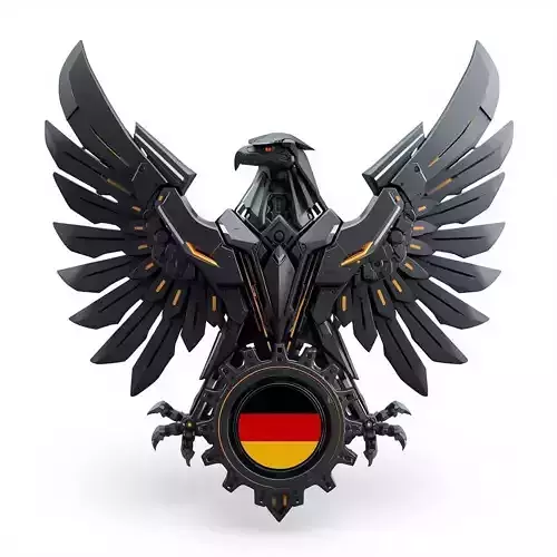 Futuristic Mechanical Eagle Emblem 3D Model Germany
