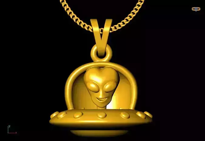 Alien space ship pendant charms - one inch pendant