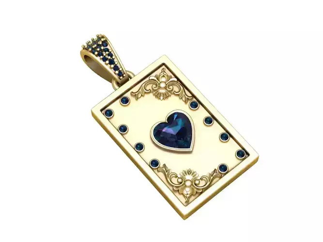 Golden Heart Pendant 3D Printable Model