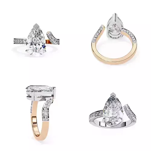 Pear-Cut Luxury Engagement Ring STL and 3DM Jewellery CAD Model