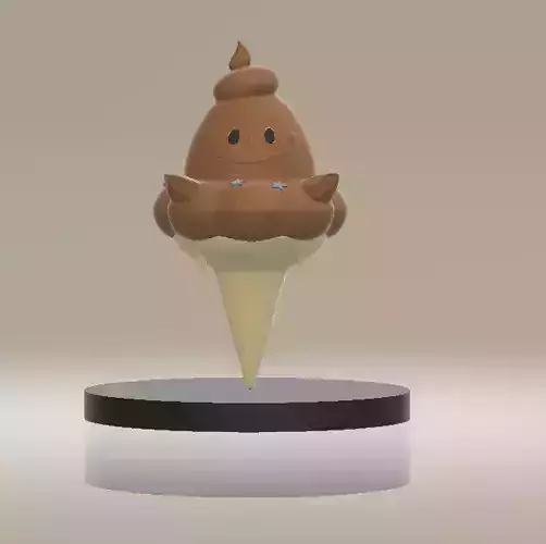 Cute Poop Ice Cream Character Fun 3D Printable Figurine
