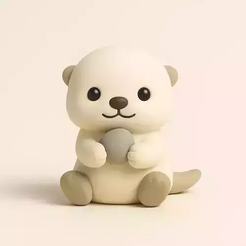 Mini Otter Holding a Pebble