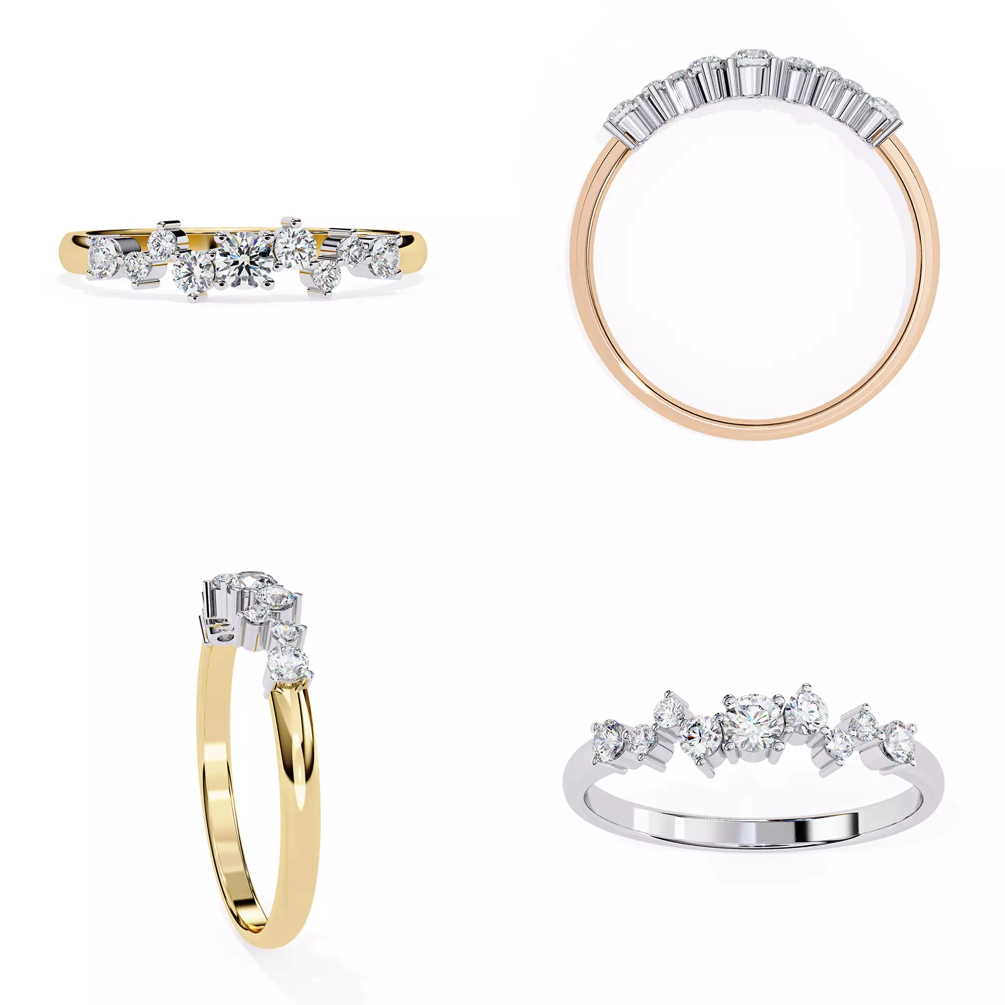 Five-Stone Diamond Band STL and 3DM Jewelery CAD Model 3D print model