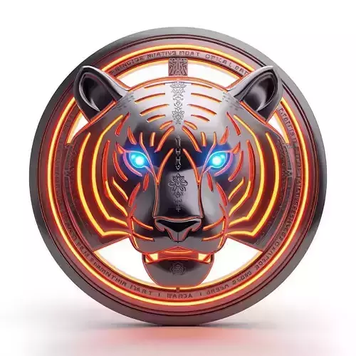 Futuristic Mechanical Tiger Head Emblem 3D Model India