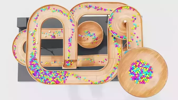 Marble Run and Race Track V2 - Blender Physics Sim Included 3D model