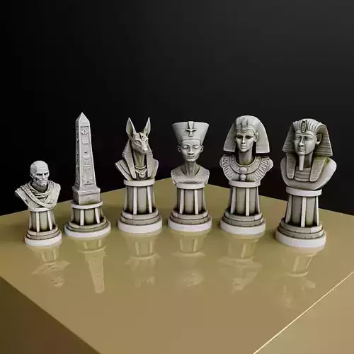 Egyptian Chess Set - Pharaohs - Gods  Ancient Egypt Chess SeT 3D