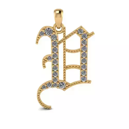 Diamond Olde English Pendant Letter V