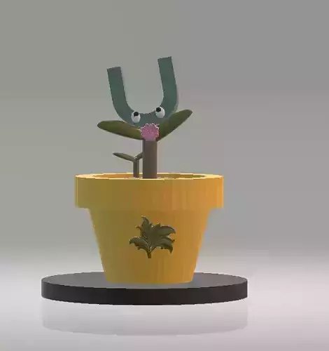 Playful Plant with U-Shaped Stem 3D Printable Model