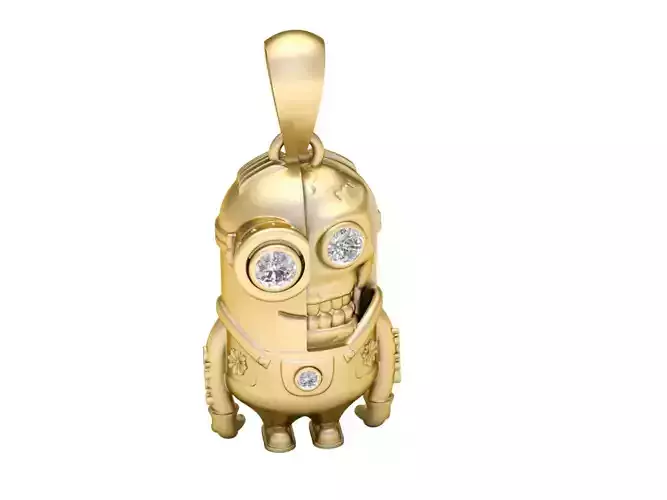 Golden Robot Pendant 3D Printable Model