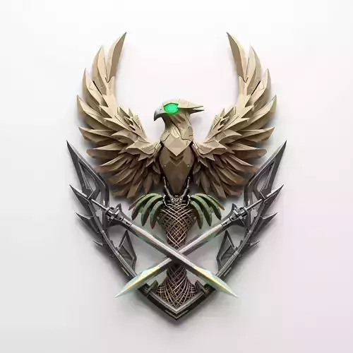Futuristic Mechanical Falcon Emblem 3D Model Saudi Arabia
