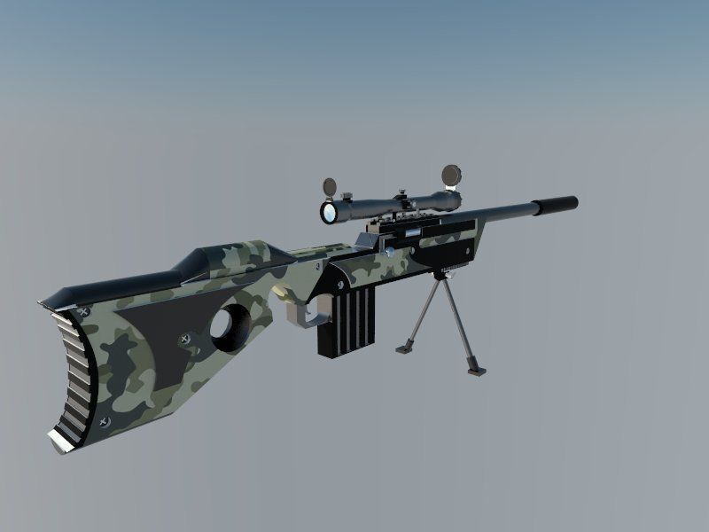 Weapon camouflage rifle Low-poly 3D model_1