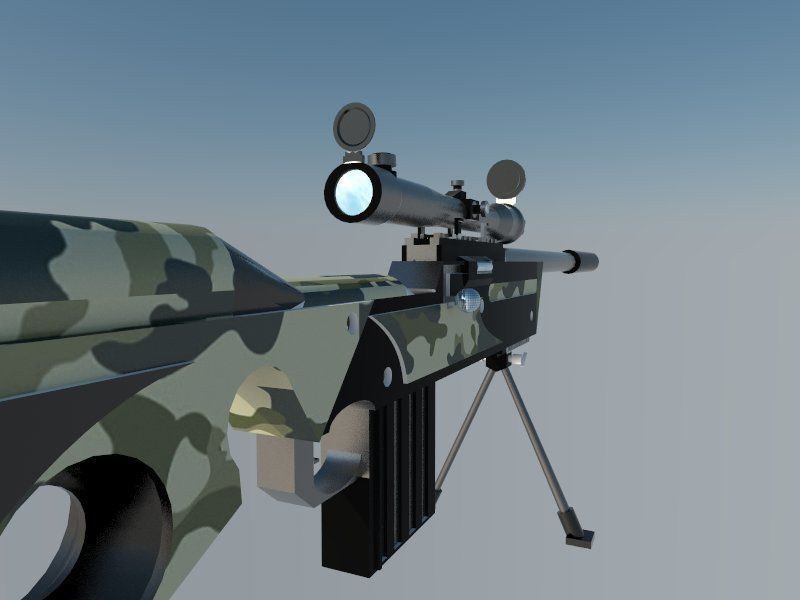 Weapon camouflage rifle Low-poly 3D model_4