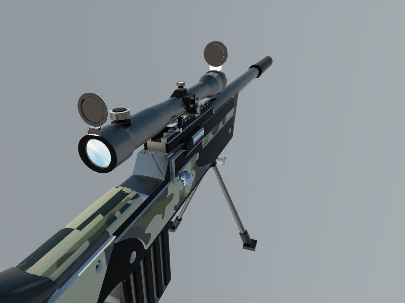 Weapon camouflage rifle Low-poly 3D model_7