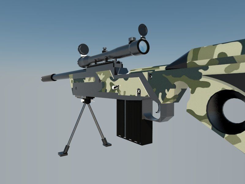 Weapon camouflage rifle Low-poly 3D model_6