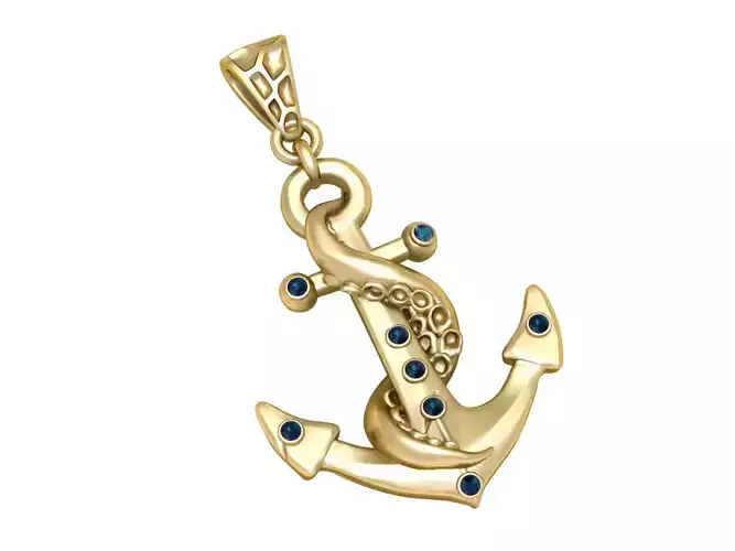 sapphire anchor pendant 3D Printable Model