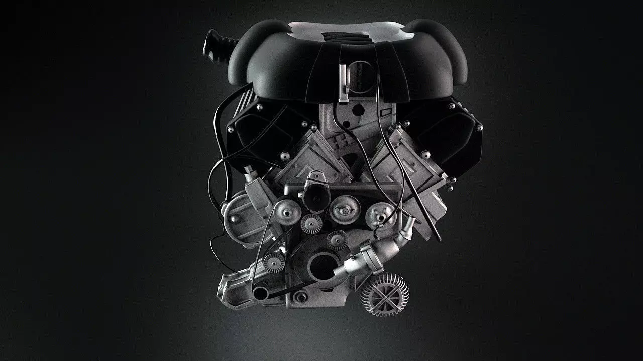 engine and gearbox 3D model_0