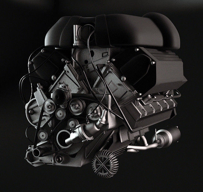 engine and gearbox 3D model_1