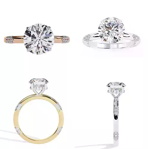 Elegant Solitaire Engagement Ring  STL and 3DM CAD Files