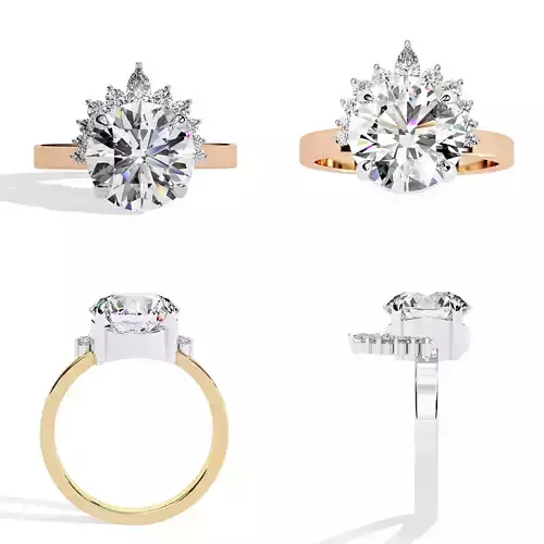 Pear Cluster Halo Engagement Ring STL and 3DM CAD Files