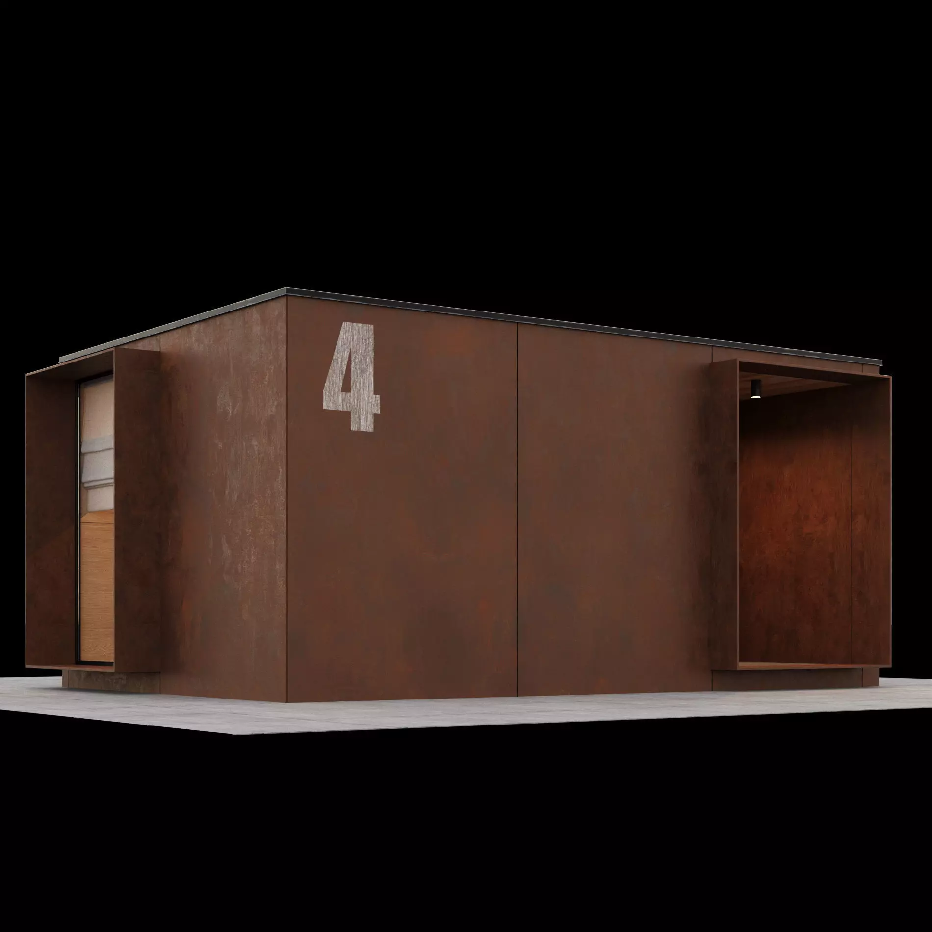 Modern container hotel module with furniture 3D model