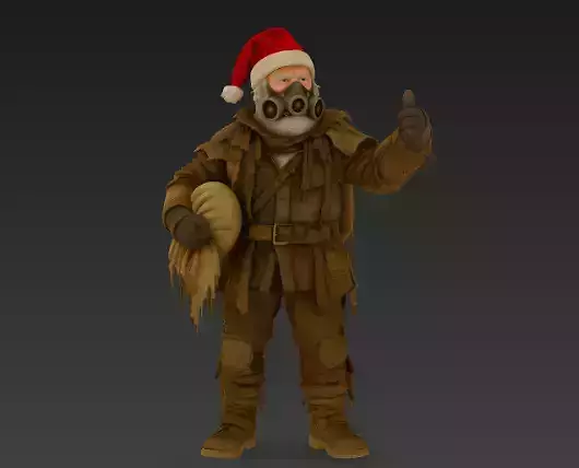 Post-Apocalyptic Santa Claus Wasteland Survivor PBR 3D Character