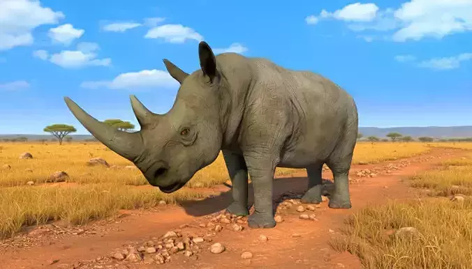 Rhinoceros rigged animated 