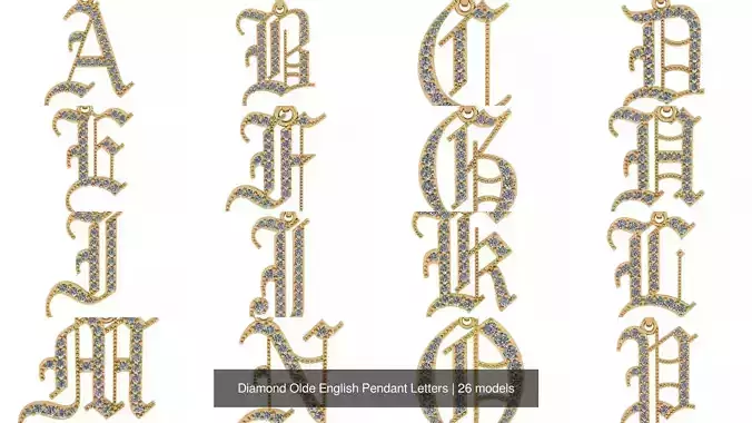Diamond Olde English Pendant Letters