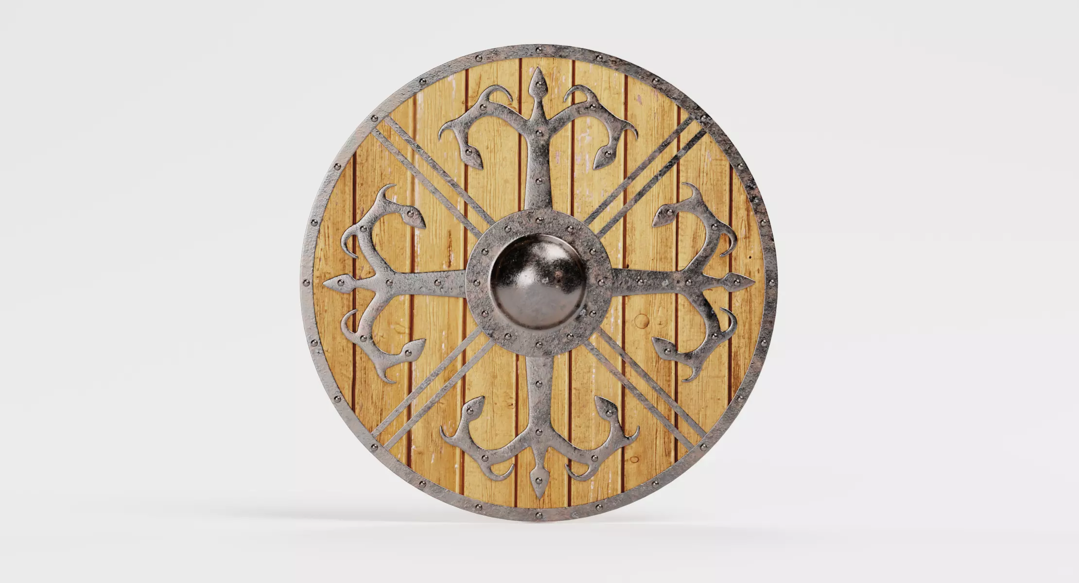 Viking Shield V4 - Reinforced Ornamental Round Armor 3D model