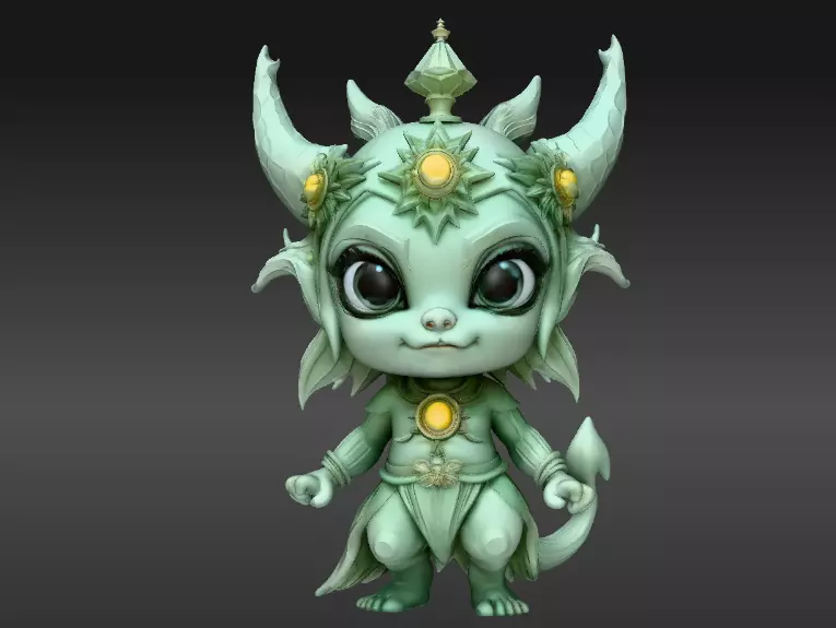 Stylized Fantasy Chibi Sprite 3D Model Cute Magical Print-Ready 3D print model