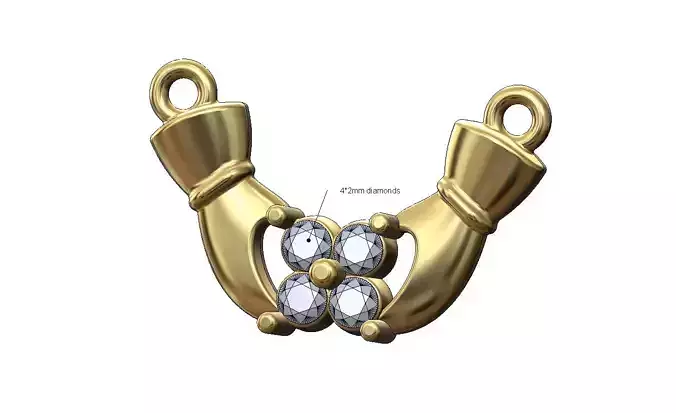 Square diamond cluster holding hands pendant