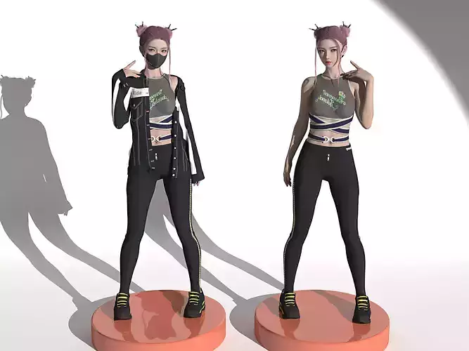 The girl wearing a mask