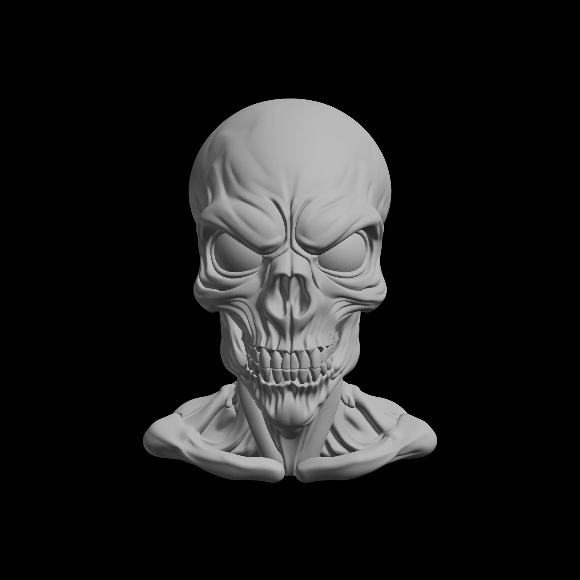 Angry Skull Bust 3D print model