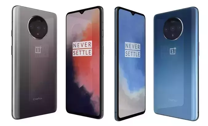 OnePlus 7T Frosted Silver And Glacier Blue High Poly