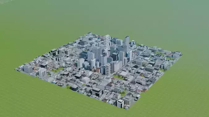 City Downtown Skyscraper Street Mountain Landscape 17 - DAY Low-poly 3D model 6