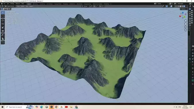 City Downtown Skyscraper Street Mountain Landscape 17 - DAY Low-poly 3D model 3