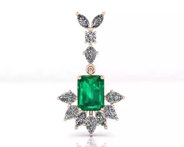 emerald cut pear and marquise jewelry pendant