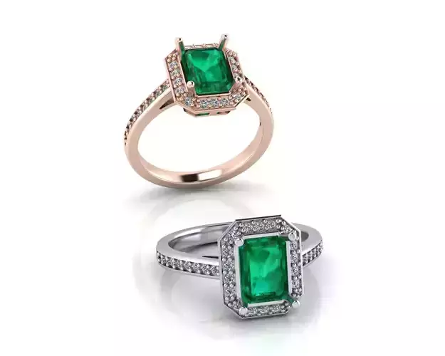 emerald halo engagement jewelry ring
