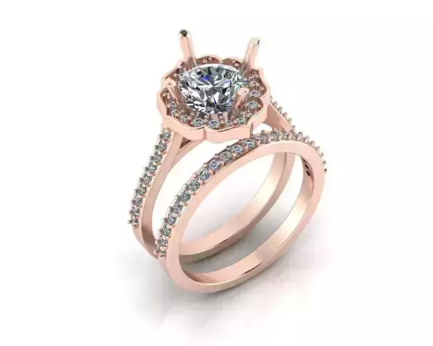 round solitaire halo engagement jewelry ring